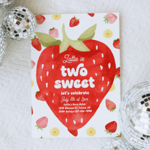 Zwei Sweet Strawberry 2. Geburtstag Einladungen