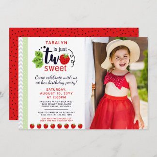 ZWEI Sweet Strawberry 2. Geburtstagsparty Einladung
