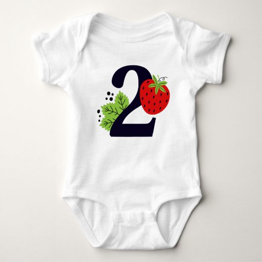 ZWEI Sweet Strawberry Birthday Girl 2. Party Baby Strampler (Vorderseite)