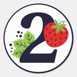 ZWEI Sweet Strawberry Birthday Girl 2. Party Runder Aufkleber