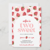 Zwei Sweet Strawberry Girl 2. Geburtstag Einladung (Vorderseite)