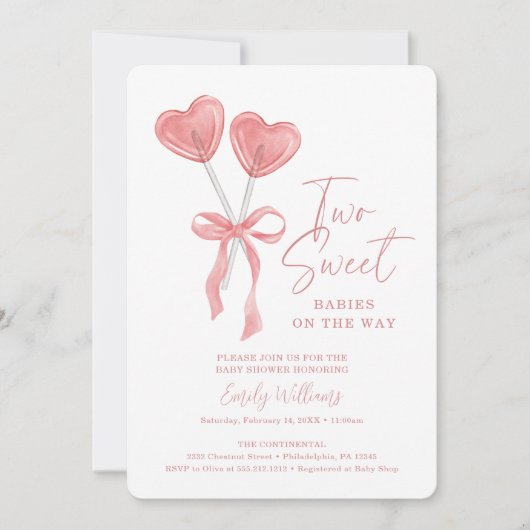 Zwei Sweet Twins Baby Dusche Einladung (Vorderseite)