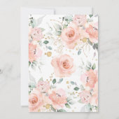 ZWEI Sweush Blush Pink Blütengolden Zweiten Geburt Einladung (Rückseite)