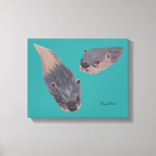 Zwei Swimmingpools, die überzogene Leinwand bemale