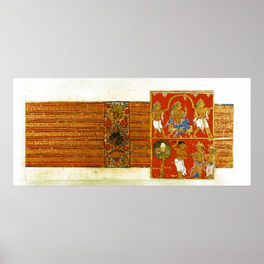 Zwei Szenen aus dem Kalpasutra, Mandu, 1439 Poster (Vorne)