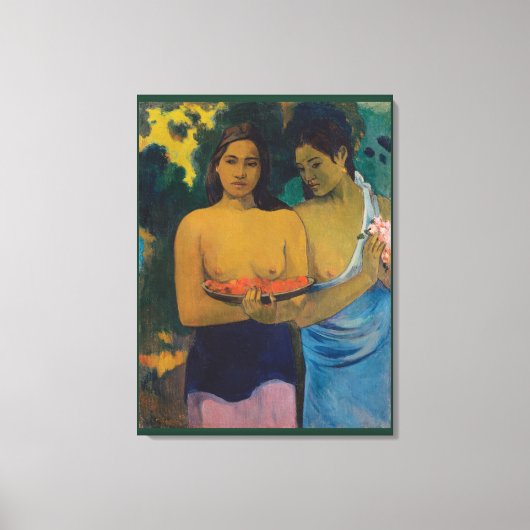 Zwei tahitianische Frauen (1899) von Paul Gauguin Leinwanddruck (Vorderseite)