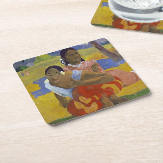 Zwei tahitianische Frauen, Gauguin Rechteckiger Pappuntersetzer (angewinkelt)