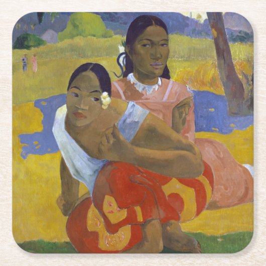 Zwei tahitianische Frauen, Gauguin Rechteckiger Pappuntersetzer (Vorderseite)