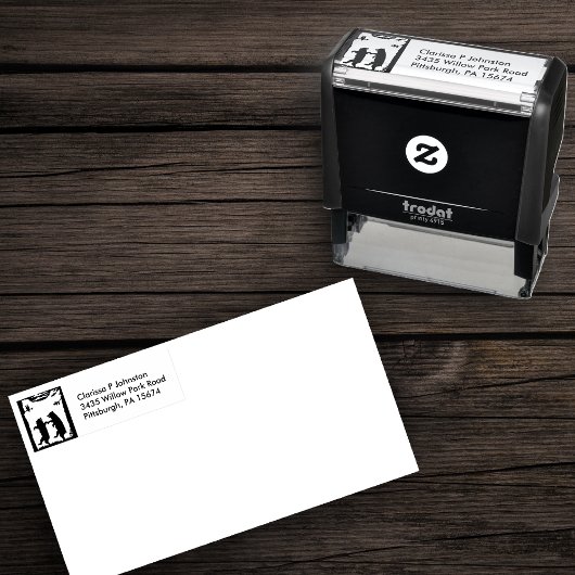 Zwei tanzende Bären in Baumschwarz-Silhouette Permastempel