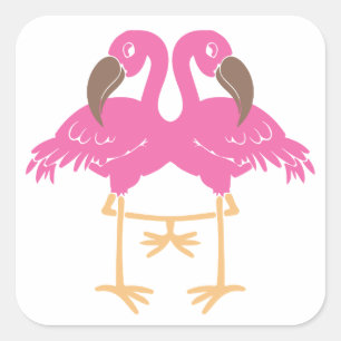 Zwei tanzende Flamingos Quadratischer Aufkleber