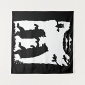 Zwei tanzende schwarze Bären Owl Trees Schwarze Si Wandteppich (Vorderseite (Horizontal))