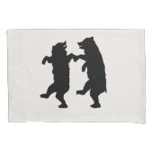 Zwei tanzende schwarze Silhouette Bären auf Weiß Kissenbezug (Vorderseite-Links)