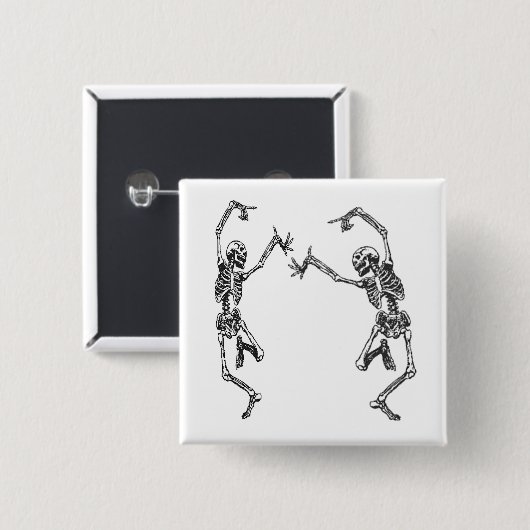 Zwei tanzender Skelett-Halloween-Knopf Button (Vorne & Hinten)