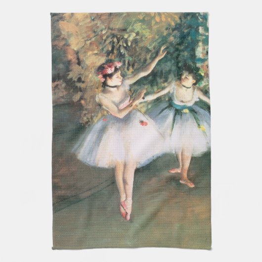 Zwei Tänzer auf einer Bühne von Edgar Degas, Vinta Geschirrtuch (Vertikal)