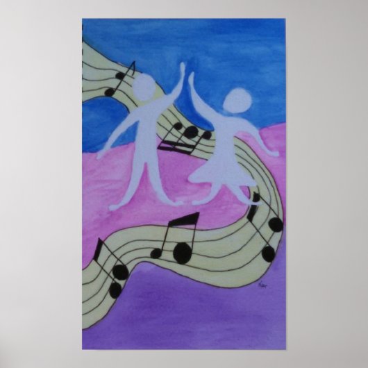 Zwei Tänzer tanzen zur Musik Poster (Vorne)