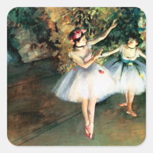 Zwei Tänzerinnen auf einer Bühne von Degas Quadratischer Aufkleber