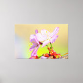 Zwei tapfere Sakura-Blume und farbenfroher Hinterg Leinwanddruck (Vorderseite)