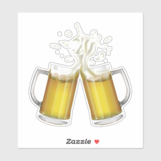 Zwei Tasse mit einem leichten Bier. Aufkleber