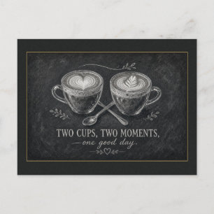 Zwei Tassen Zwei Momente Schiefertafel Kaffee Post Postkarte