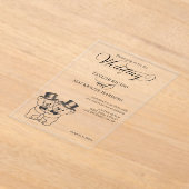 Zwei Teddy Bären in Top Hats Hochzeit Acryleinladungen (Ablage )