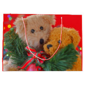 Zwei Teddybären mit Grün und Bogen Große Geschenktüte (Rückseite)