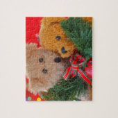 Zwei Teddybären mit Grün und Bogen Puzzle (Vertikal)
