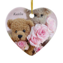zwei Teddybären mit Herzverzierungen von Rose