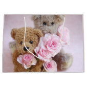 Zwei Teddybären mit Rose Große Geschenktüte (Vorderseite)