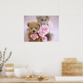 zwei Teddybären mit Rose-Plakat Poster (Küche)