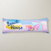 Zwei Themen Blau und Rosa Beach House Kissen (Rückseite)