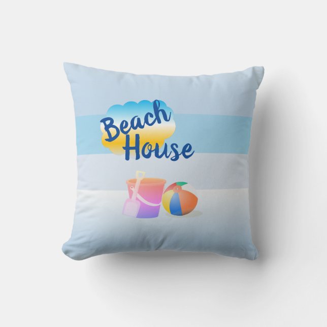 Zwei Themen Blue & Pink Beach House Cushion Kissen (Vorderseite)
