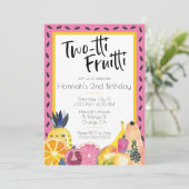 Zwei-Ti Fruitti tropische Früchte Thema 2. Geburts Einladung (Stehend Vorderseite)