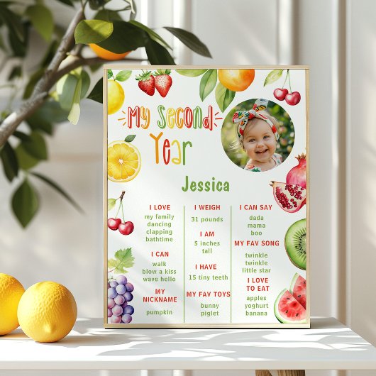 Zwei-Ti frutti 2. Geburtstag Foto Meilenstein Poster
