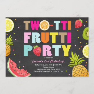 Zwei-Ti frutti Party laden Tutti fruity Geburtstag Einladung