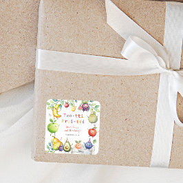 Zwei-Ti Frutti Tanzfrüchte 2. Geburtstag Party Quadratischer Aufkleber