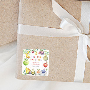 Zwei-Ti Frutti Tanzfrüchte 2. Geburtstag Party Quadratischer Aufkleber