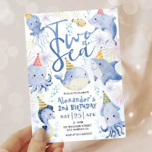 Zwei Tiere aus dem Party jagen Einladung zum Meer