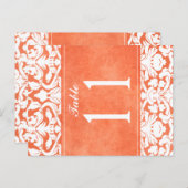 Zwei Tischnummern für Orange und Weiß Damast (Vorne/Hinten)