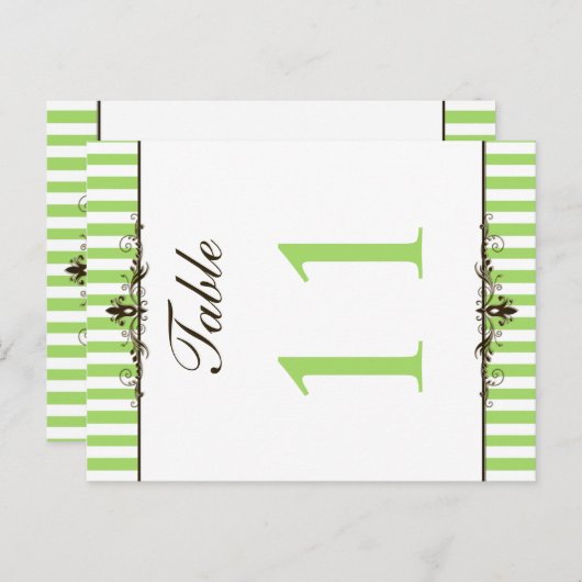 Zwei Tischnummern in Grün und Weiß (Vorne/Hinten)