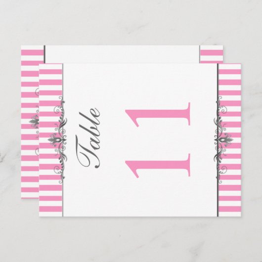 Zwei Tischnummern in Rosa und Weiß (Vorne/Hinten)