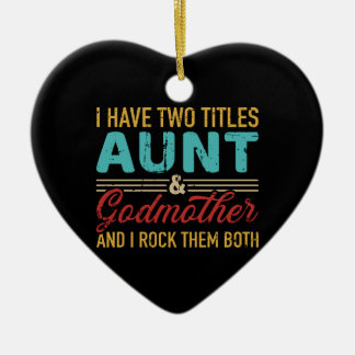 Zwei Titel Tante und Godmutter Vintag Retro Keramik Ornament