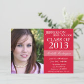 Zwei-Ton Abschluss-Einladungen (rot) Einladung (Stehend Vorderseite)