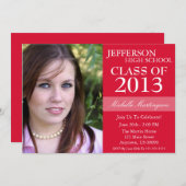 Zwei-Ton Abschluss-Einladungen (rot) Einladung (Vorne/Hinten)