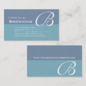 Zwei Ton-aquamarines elegantes Monogramm B Visitenkarte (Vorne/Hinten)