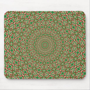 Zwei Ton Grün mit Rot und Weiß Kaleidoskop Mousepad