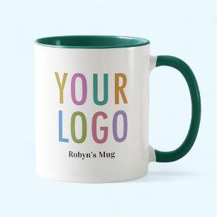 Zwei-Ton-Grün-Tasse mit individuellem Logo, Mitarb Tasse