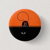 Zwei-Ton-Halloween Orange Schwarze Katze Button (Vorderseite)