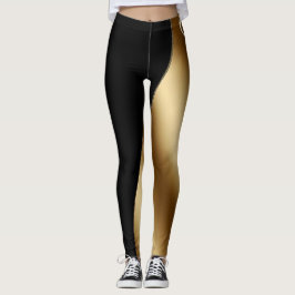 Zwei Ton-Schwarzes und Gold Leggings
