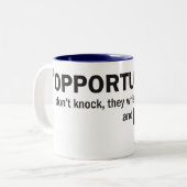 Zwei-Ton Tasse - 'Gelegenheiten klopfen nicht… " (Vorderseite Links)