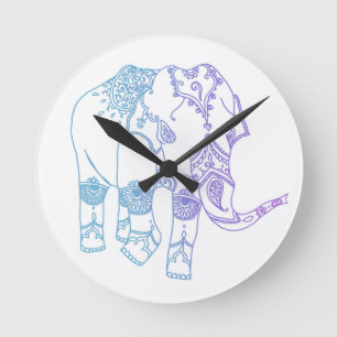 Zwei-Ton verschönerte Elefant-Uhr Runde Wanduhr
